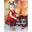 Red Tank Top Red Ruffles Black White Dots Bow & 1st Minnie Dots Birthday Number Cupcake & Red Black White Dots Trimmed Pettiskirt MG1831